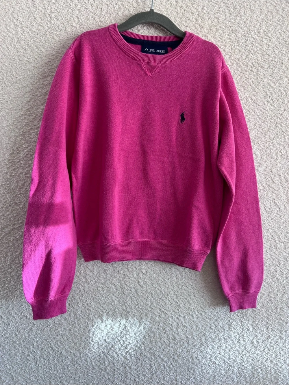 Ralph Lauren Vintage 100% Cotton Pink Sweater Long Sleeves Size Large